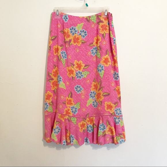 SIGRID OLSEN SPORT Pink Floral Trumpet Style Skirt, 4P - Picture 3 of 9